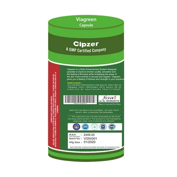 Cipzer Via Green Capsule|Boosts stamina, vigour & vitality|-60 Capsules