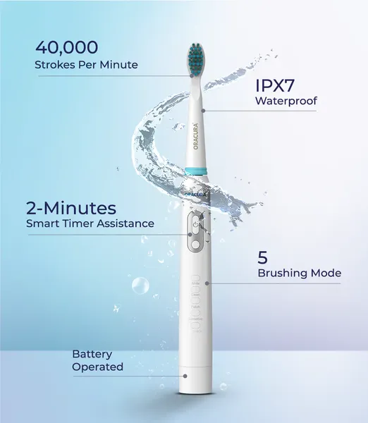 SB100 Sonic Electric Toothbrush Battery Operated White