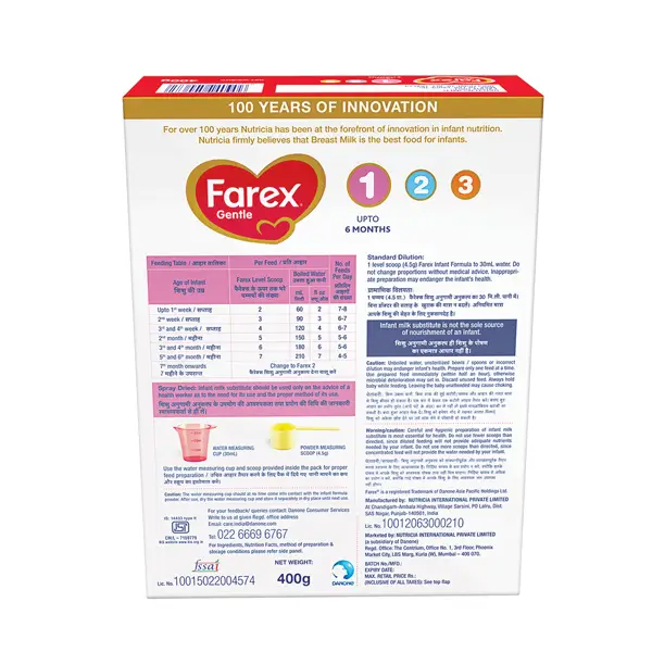 Farex Gentle Stage 1 Infant Formula Refill 400g
