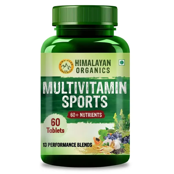 Himalayan Organics Multivitamin Sports with 60 + Vital Nutrients & Performance Blends with Probiotics – 60 Tablets