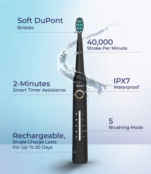 SB200 Sonic Electric Toothbrush Rechargeable Black