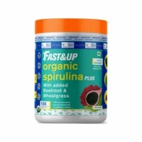 Fast&up Organic Spirulina Plus Wheatgrass And Beetroot - Iron And Immunity - Plant Based Powder - Unflavoured - 300 Gm