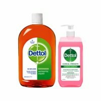 Dettol Antiseptic Disinfectant Liquid For First Aid, Surface Cleaning And Personal Hygiene - 1000 Ml With Dettol Clinical Strength Antiseptic Hand Sanitizer - 500ml