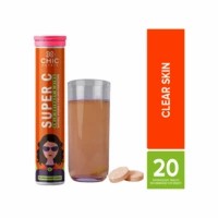 Chicnutrix Super C - Amla Extract & Zinc - Natural Vitamin C For Skin Protection - 20 Effervescent Tablets - Fizzy Orange Flavour