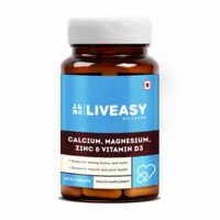 Liveasy Wellness Calcium, Magnesium, Vitamin D3 & Zinc - Bones & Dental Health - Bottle Of 60 Tablets
