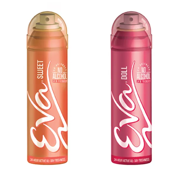 Eva Perfumed Deodrant Skinfriendly Body Spray For Woman, Sweet & Doll (150ml Each, Combo Pack)