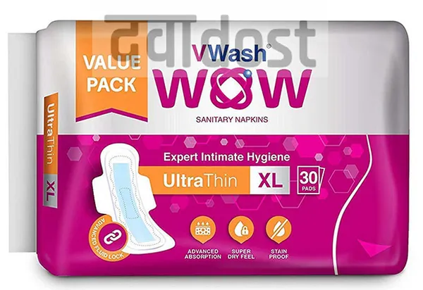 VWash Wow Ultra Thin Sanitary Napkins XL 30s