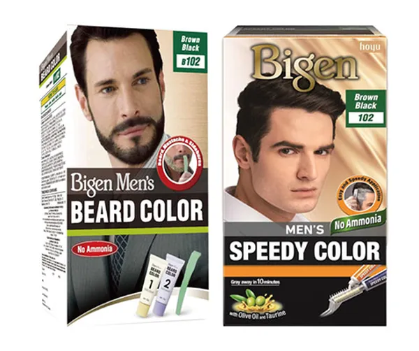 Bigen Men's Beard Color, Brownish Black B102, 40g & Bigen Men's Speedy Color, Brown Black 102, 80g