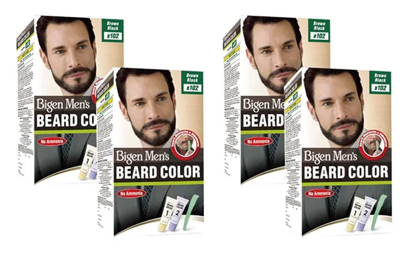 Bigen Men's Beard Color, Brown Black B102, 40g (Pack of 4)