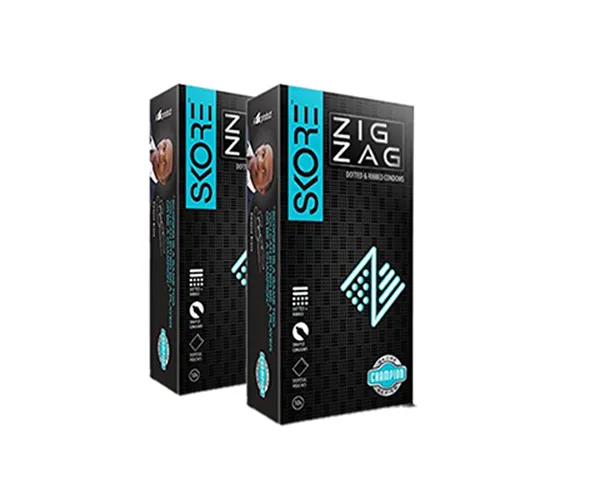 Skore Dotted & Ribbed Condoms (Zig Zag) 10N (Pack of 2)