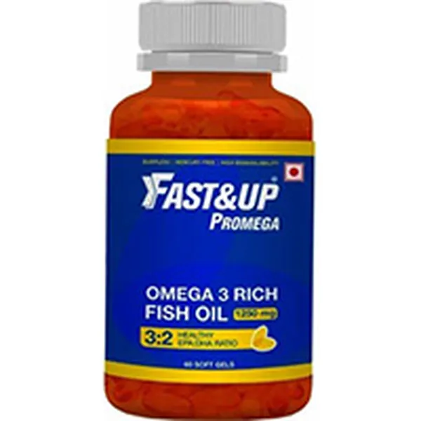 Fast&up Promega Omega 3 Rich Fish Oil 1250mg 3:2 Health Epa:dha Ratio (60 Softgels)