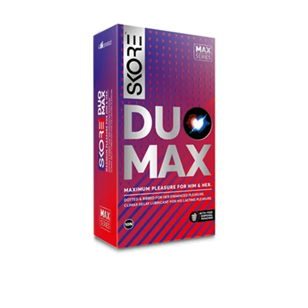 Skore Duo Max - Premium Condoms with Disposal Pouches, 10s (Pack of 1)