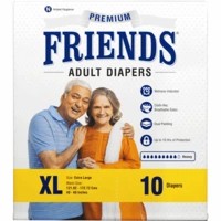 Friends Easy Adult Diapers Large Size - Waist 38-60 Inch - High Absorbency Anti-bacterial Core - 10's