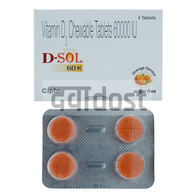 D Sol 60K Vitamin D3 Chewable Tablet Orange 4s
