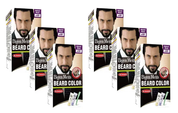 Bigen Men's Beard Color, Natural Black B101, 40g (Pack of 6)
