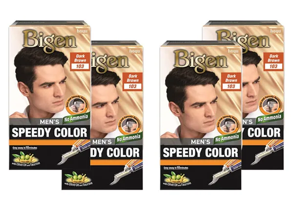 Bigen Men's Speedy Color, Dark Brown 103, 80g (Pack of 4)