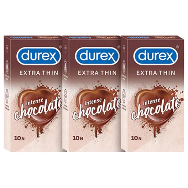 Durex Flavoured Condoms - Extra Thin Intense Chocolate 10s-3N (Pack of 3)