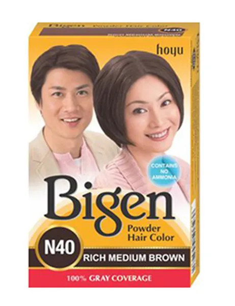 Bigen Powder Hair Color, Medium Brown N40 (6g, Pack of 12)