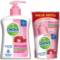 Dettol Skincare Handwash Pump + Free Skincare Refill, 200ml + 175ml