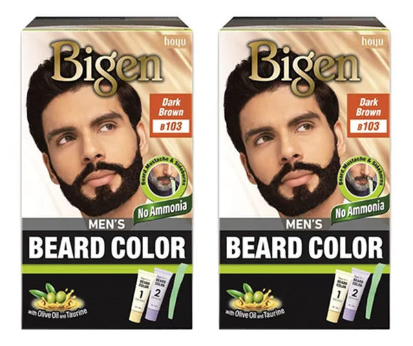 Bigen Men's Beard Color, Dark Brown B103, 40g (Pack of 2)