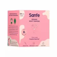 Sanfe 100% Organic Cotton Digital Tampons - Premium Design - Night Tampons (pack Of 16)