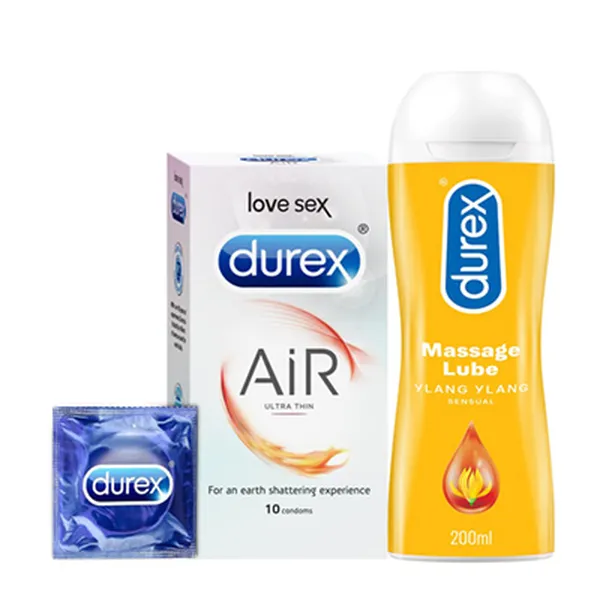 Durex Pleasure Packs - Air 10s-1N, Pleasure gel Ylang Ylang Sensual 200ml-1N