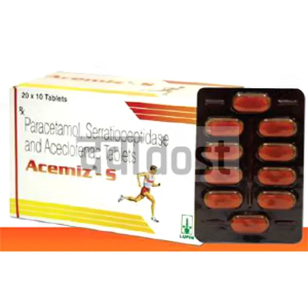 Acemiz S 100mg/325mg/15 Tablet Upto 30.00% Off