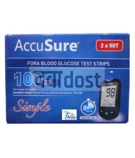 AccuSure Simple Blood Glucose Test Strip 100s