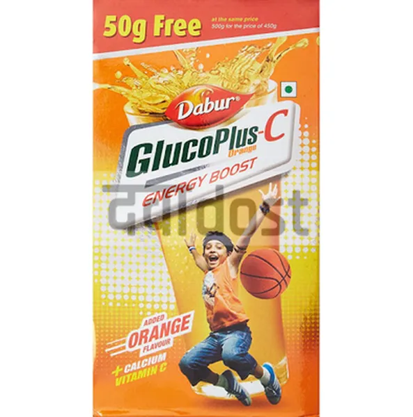 Dabur Glucoplus C Powder 450gm + 50gm Free  Powder Orange
