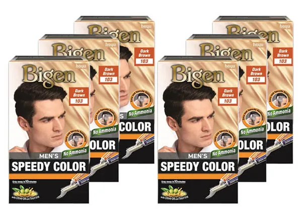 Bigen Men's Speedy Color, Dark Brown 103, 80g (Pack of 6)