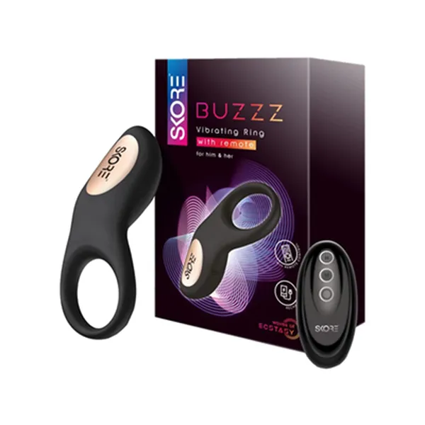 Skore Buzz Vibrating Ring with remote (Black) (Pack of 1)