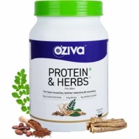 Oziva Protein & Herbs, Men (23g Whey Protein, 5.5g Bcaa & Ayurvedic Herbs Like Ashwagandha, Chlorella & Musli) For Better Stamina & Lean Muscles, Chocolate, 1kg