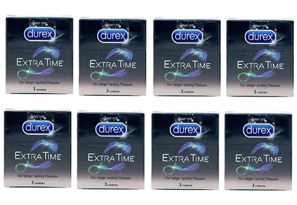 Durex Condoms, Extra Time 3s-8N (Pack of 8)