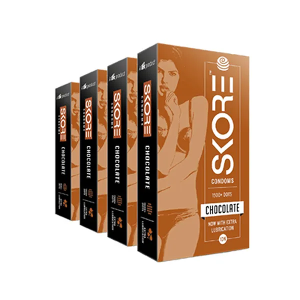 Skore Dotted Flavour Condoms (Chocolate) 10N (Pack of 4)