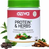 Oziva Protein & Herbs, Women, (natural Protein Powder With Ayurvedic Herbs Like Shatavari, Giloy, Curcumin & Multivitamins For Better Metabolism, Skin & Hair) Chocolate, 500g