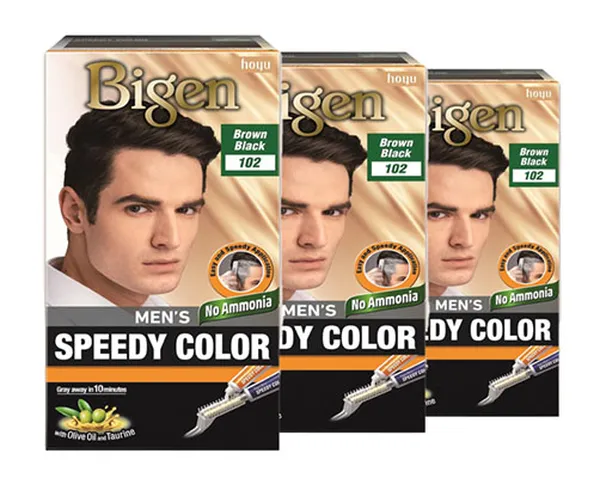 Bigen Men's Speedy Color, Brown Black 102, 80g (Pack of 3)