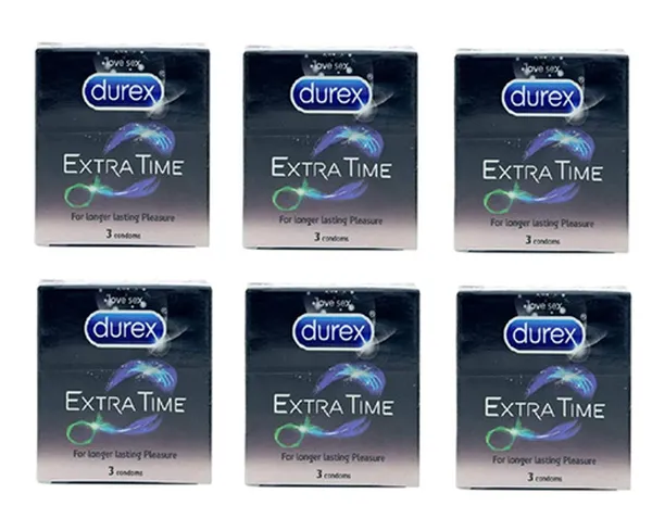 Durex Condoms, Extra Time 3s-6N (Pack of 6)