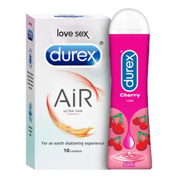 Durex Pleasure Packs - Air 10s-1N, Pleasure gel Cherry 50ml-1N