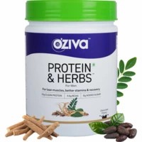 Oziva Protein & Herbs, Men (23g Whey Protein, 5.5g Bcaa & Ayurvedic Herbs Like Ashwagandha, Chlorella & Musli) For Better Stamina & Lean Muscles, Chocolate, 500g