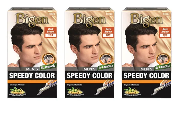 Bigen Men's Speedy Color, Dark Brown 103, 80g (Pack of 3)