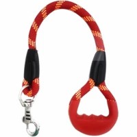 Pawcloud Dog Rope Leash | Short Leash With Comfortable Rubber Grip | For Large Dogs | Red