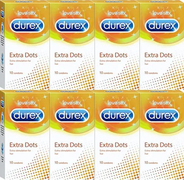 Durex Condoms, Extra Dots 10s-8N (Pack of 8)