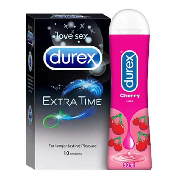 Durex Pleasure Packs - Extra Time 10s-1N, Pleasure gel Cherry 50ml-1N
