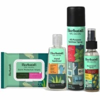 Herbatol Plus Combo Skin Hygiene Wipes,all Purpose Sanitizer Spray,hand Sanitizer,beard Serum Spray For Men's Personal Travel Kit