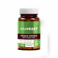 Liveasy Wellness Vegan Omega - With 400mg Algal Dha Oil - Heart & Brain Health - Bottle Of 30 Capsules