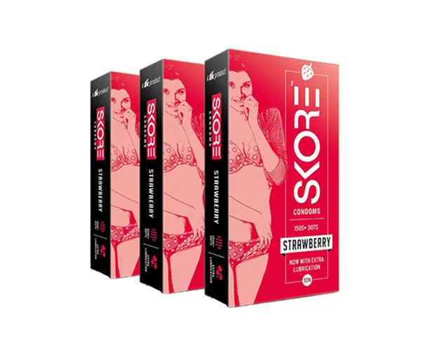 Skore Dotted Flavour Condoms (Strawberry) 10N (Pack of 3)