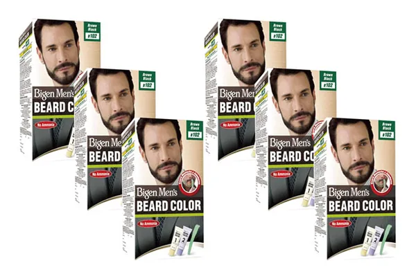 Bigen Men's Beard Color, Brown Black B102, 40g (Pack of 6)