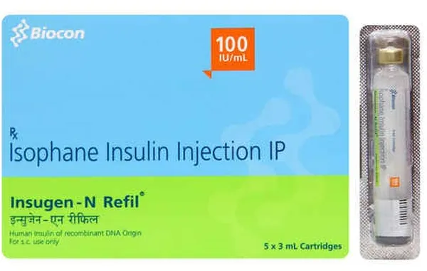 INSUGEN-N REFIL INJ 100IU 3ML CART