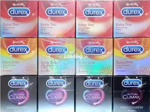 Durex Condoms, Extra Thin 3s-4N, Extra Dots 3s-4N, Mutual Climax 3s-4N (Pack of 12)