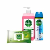 Dettol Clinical Strength Antiseptic Hand Sanitizer - 500ml With Dettol Disinfectant Skin & Surface Wipes, Original - 40 Count And Dettol Surface Disinfectant Spray Sanitizer, Spring Blossom - 225ml